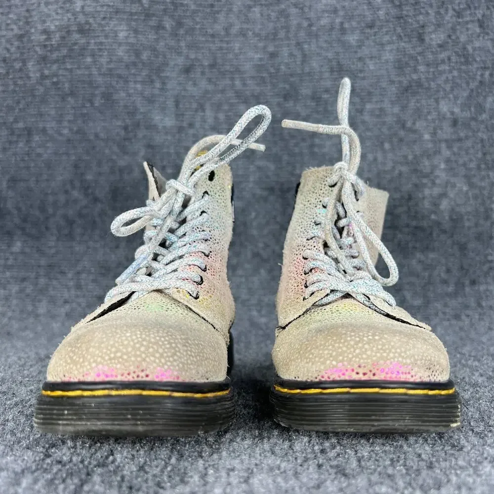 Dr. Martens Pascal T Boots Toddler Girls 10 Rainbow Glitter Suede Side Zip